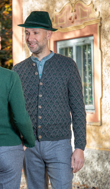 Strickjack SIMON beluga/tanne