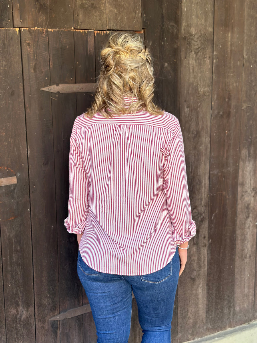 Bluse HUNDSANSSCHO Tencel weiß/rot