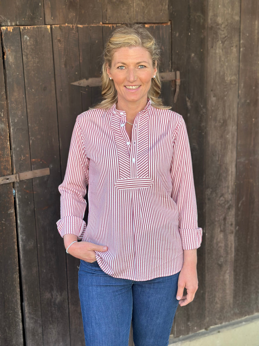 Bluse HUNDSANSSCHO Tencel weiß/rot