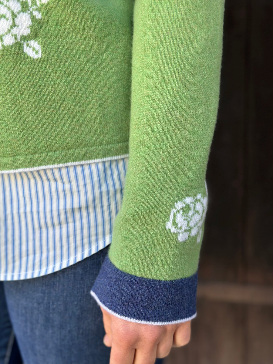 Strickjacke OSTERFELD grün/weiß/marine