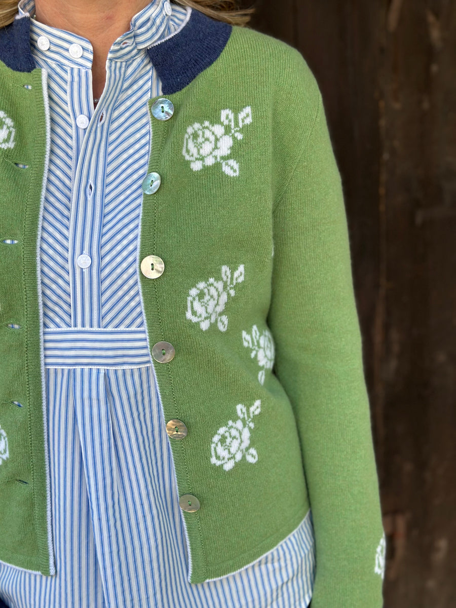 Strickjacke OSTERFELD grün/weiß/marine