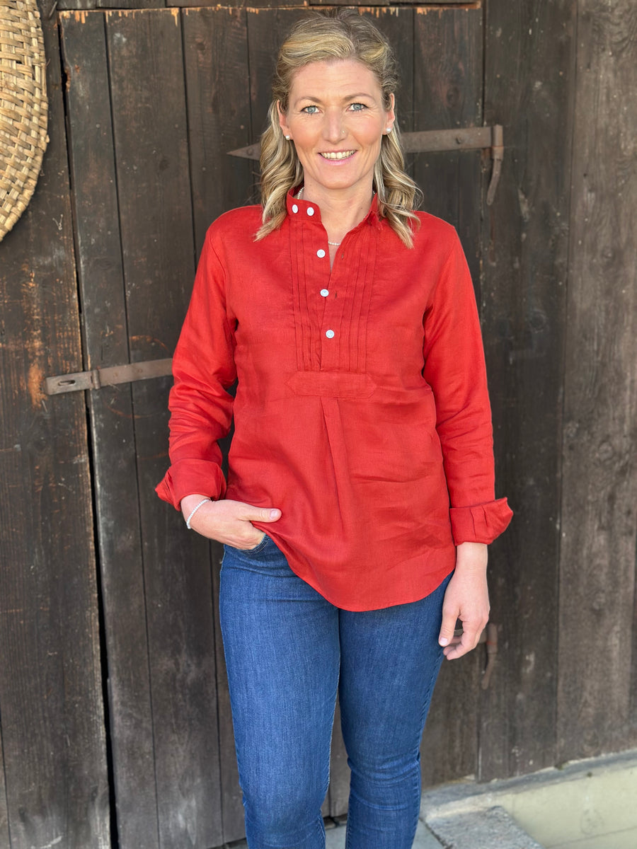 Bluse HUNDSANSSCHO Leinen sommerrot