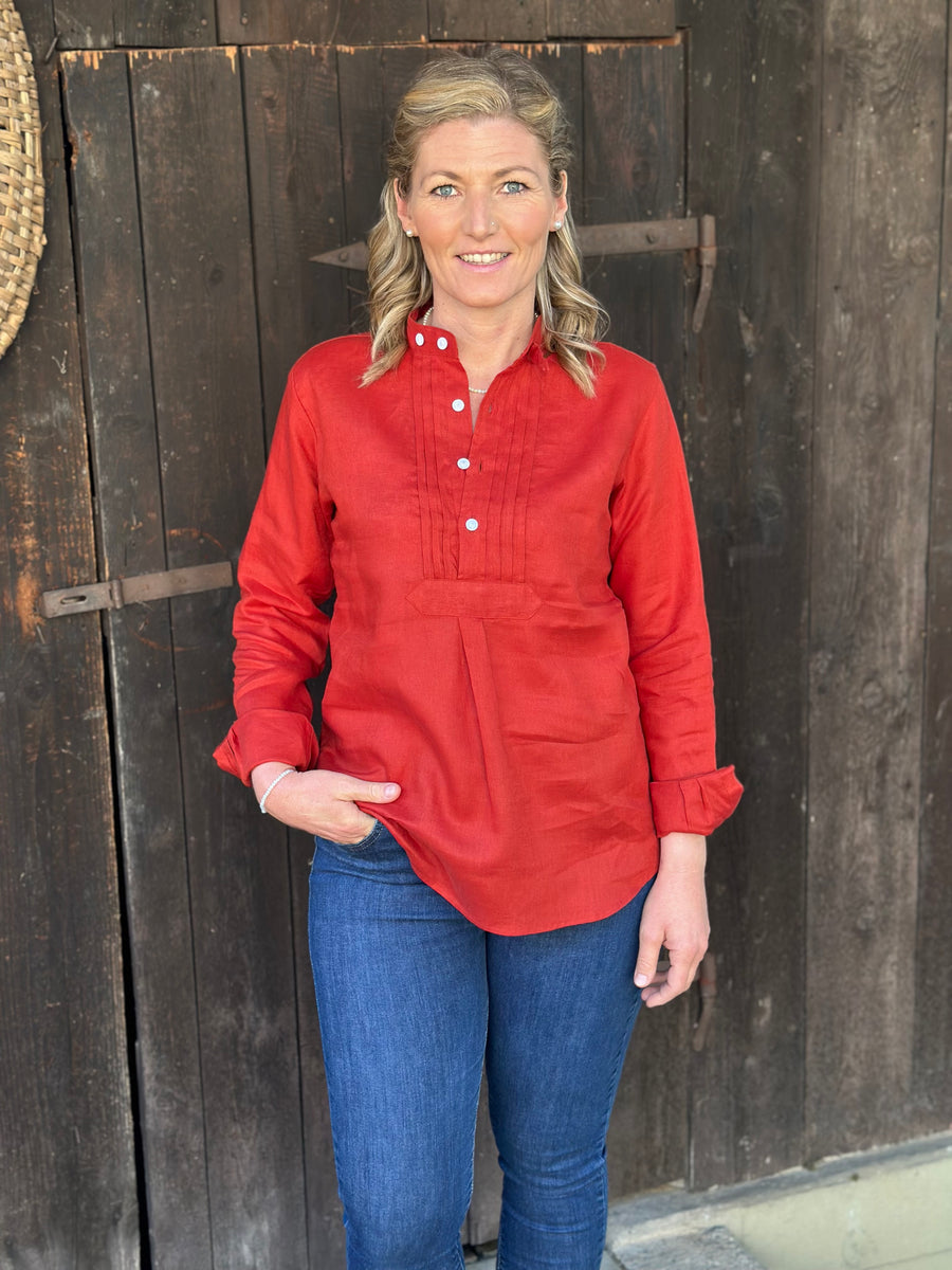Bluse HUNDSANSSCHO Leinen sommerrot