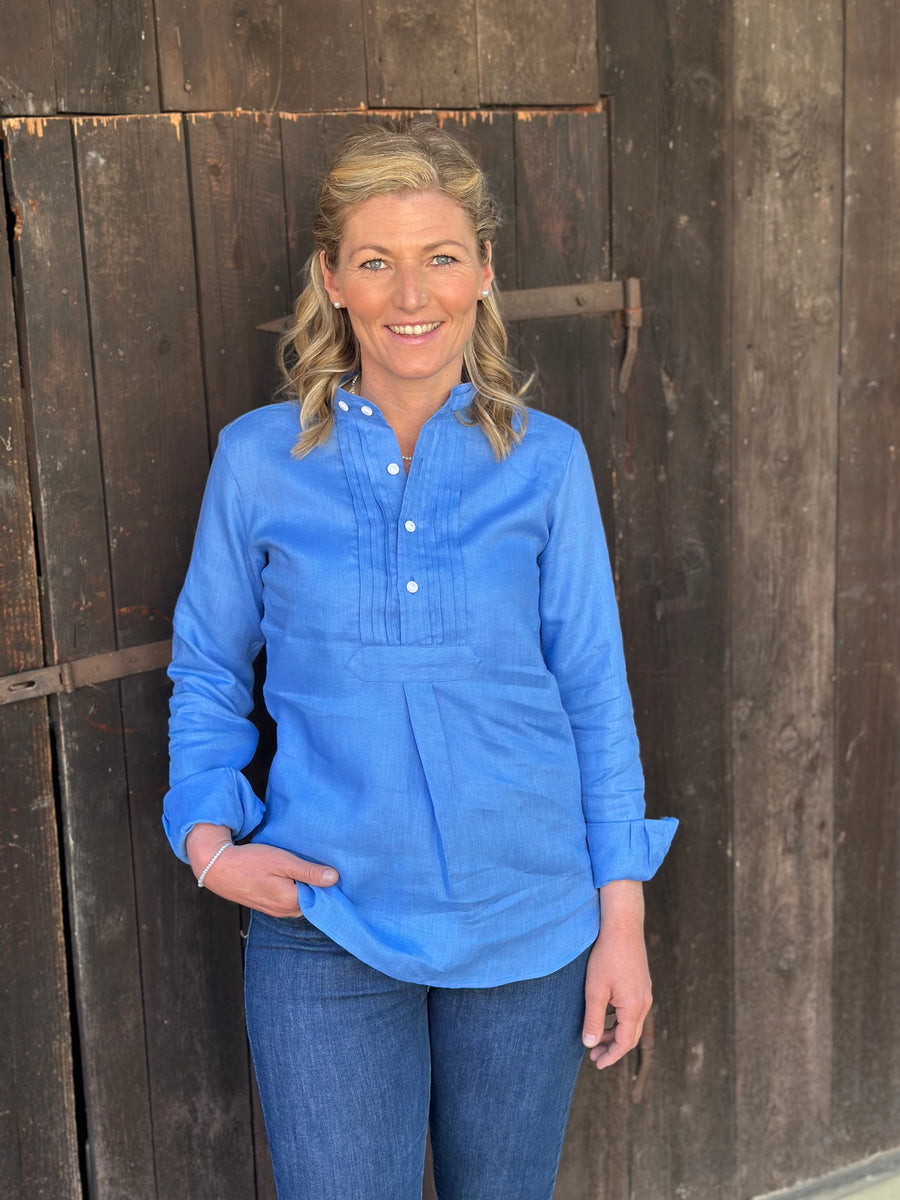 Bluse HUNDSANSSCHO Leinen bergblau