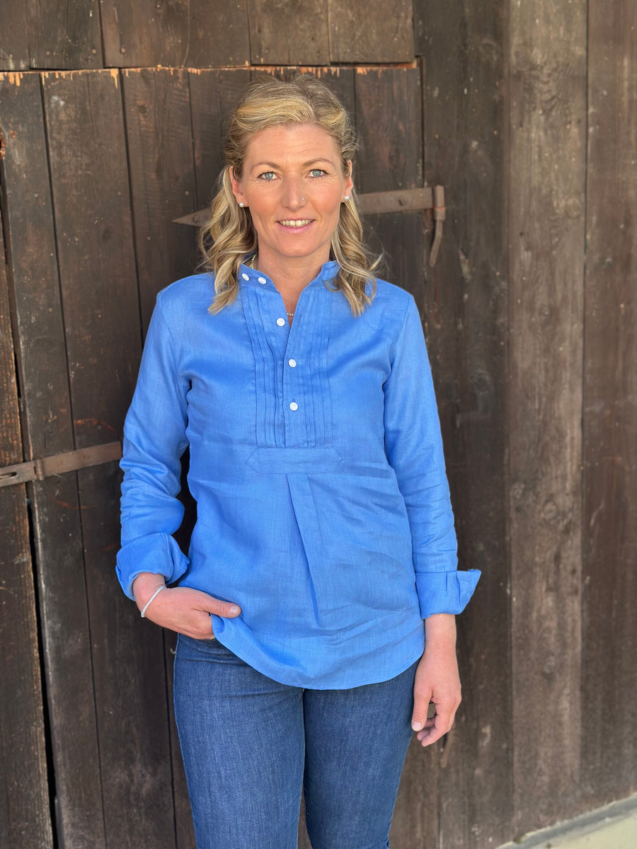 Bluse HUNDSANSSCHO Leinen bergblau