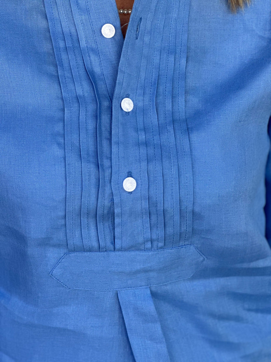 Bluse HUNDSANSSCHO Leinen bergblau